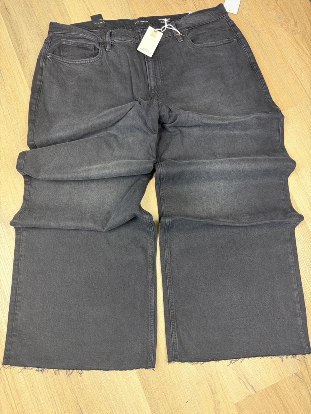 NWT Good American Good Ease‎ Mid Rise Relaxed Jeans Black Size 18 Petite